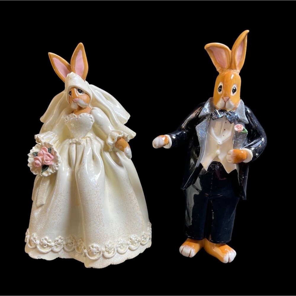 Vintage 1999 Enesco Donna Little SET (2) "THE WEDDING" Bride & Groom Figurines